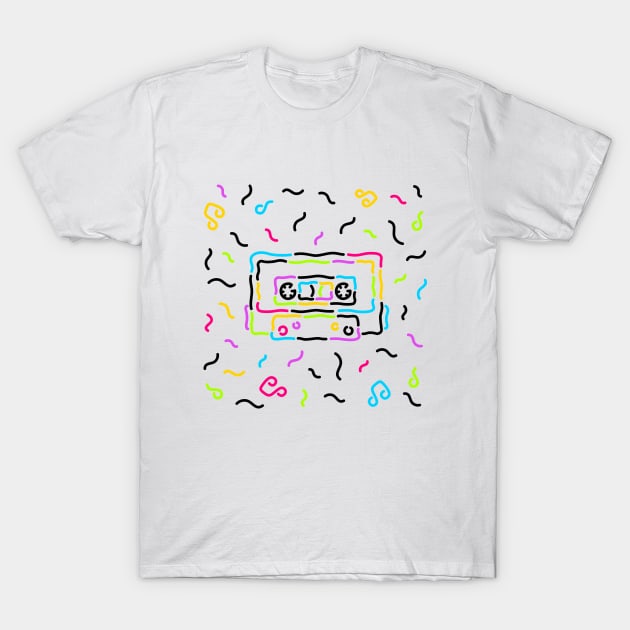 Retro Cassette Memphis Style T-Shirt by Dashu